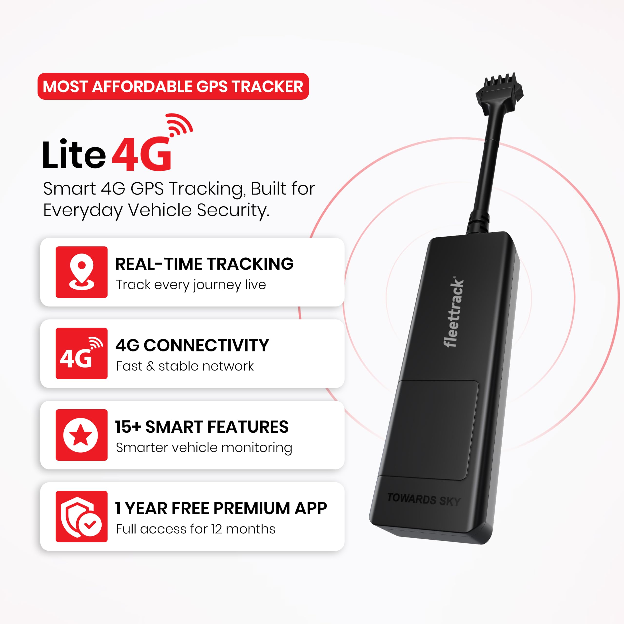 Fleettrack 4G Lite GPS Tracking Device with 1 Year Free App – Wired GPS Tracker for Car, Bike, Scooty, Truck & Bus | Real-Time Tracking, Engine ON/Off Alerts, Geo-Fence, 15+ Smart Features — Amazon image 2