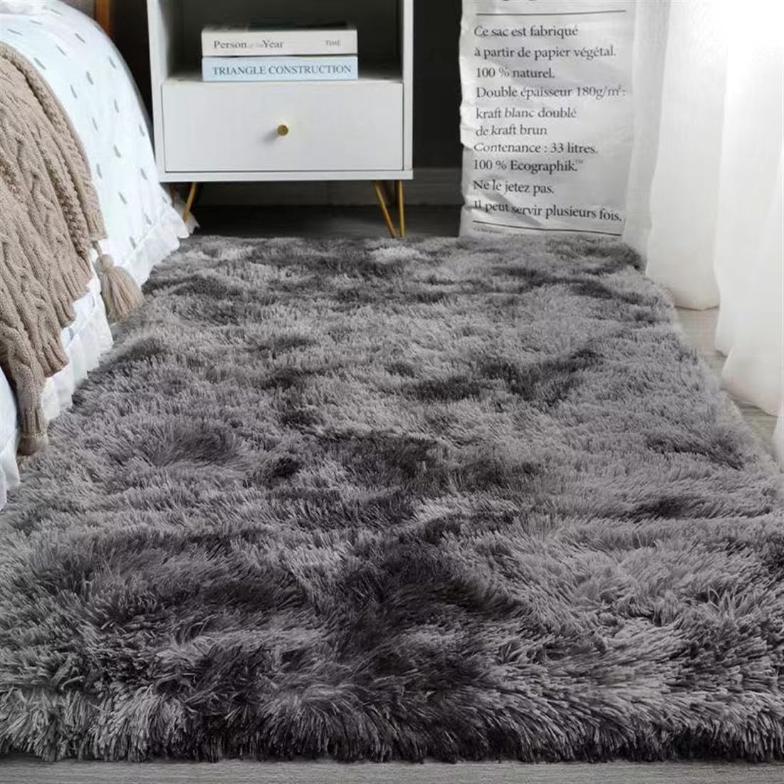 Soft Fluffy Nursery Rugs Modern Style Thickened Rectangle Area Rug Washable Non Slip Carpet for Living Room Bedroom