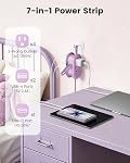 SURAIELEC Purple Bande de transport avec 4 AC Des sorties, PD 20W Chargement rapide, 1 USB-C et 2 USB-A Ports, 4.6 FT Cord d'extension avec 45° Plug plat, Cruise Essentials 2026, Pas de protection contre les surpressions