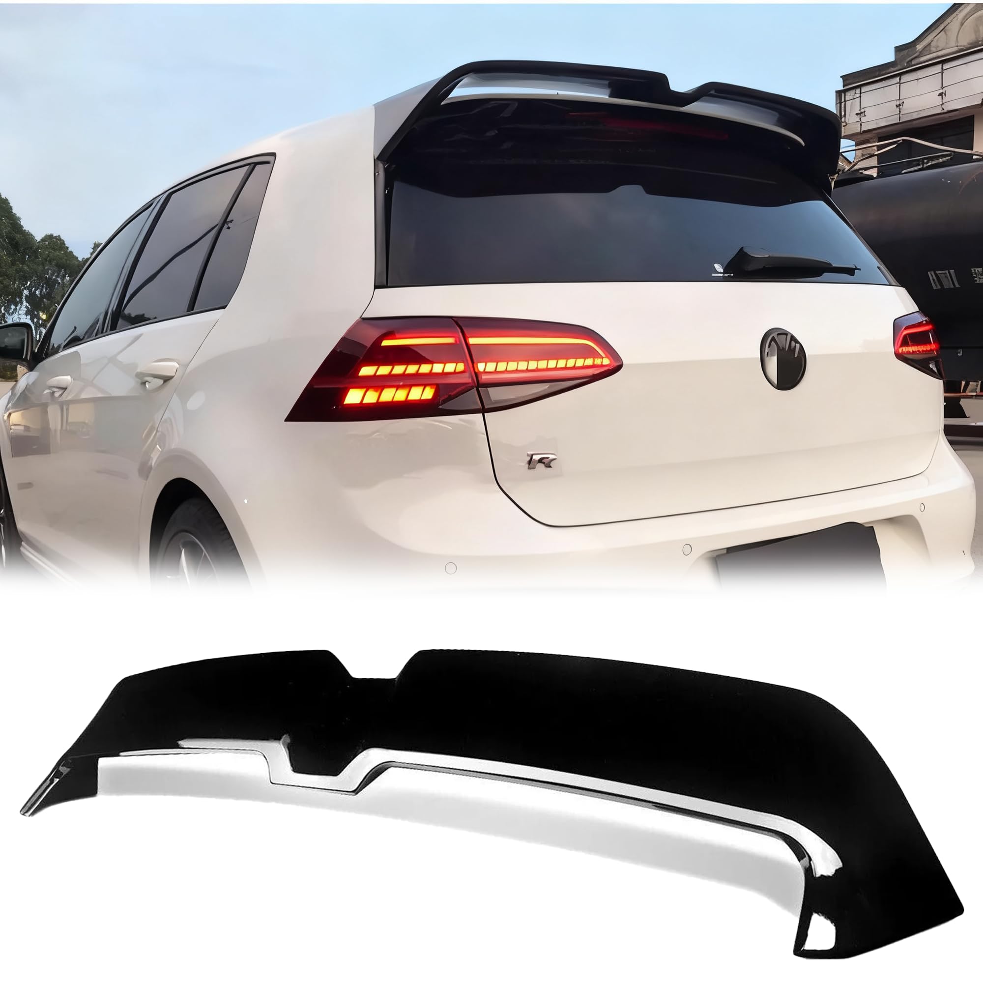 MUTUSAISI Aileron becquet arrière pour Volkswagen VW Golf GTI R GTD GTE R-Line VII Hatchback MK7 2013-2019, Noir Brillant Style Oettinger de Coffre Aile Spoiler de Toit Hayon Wing Arrière Accessoires