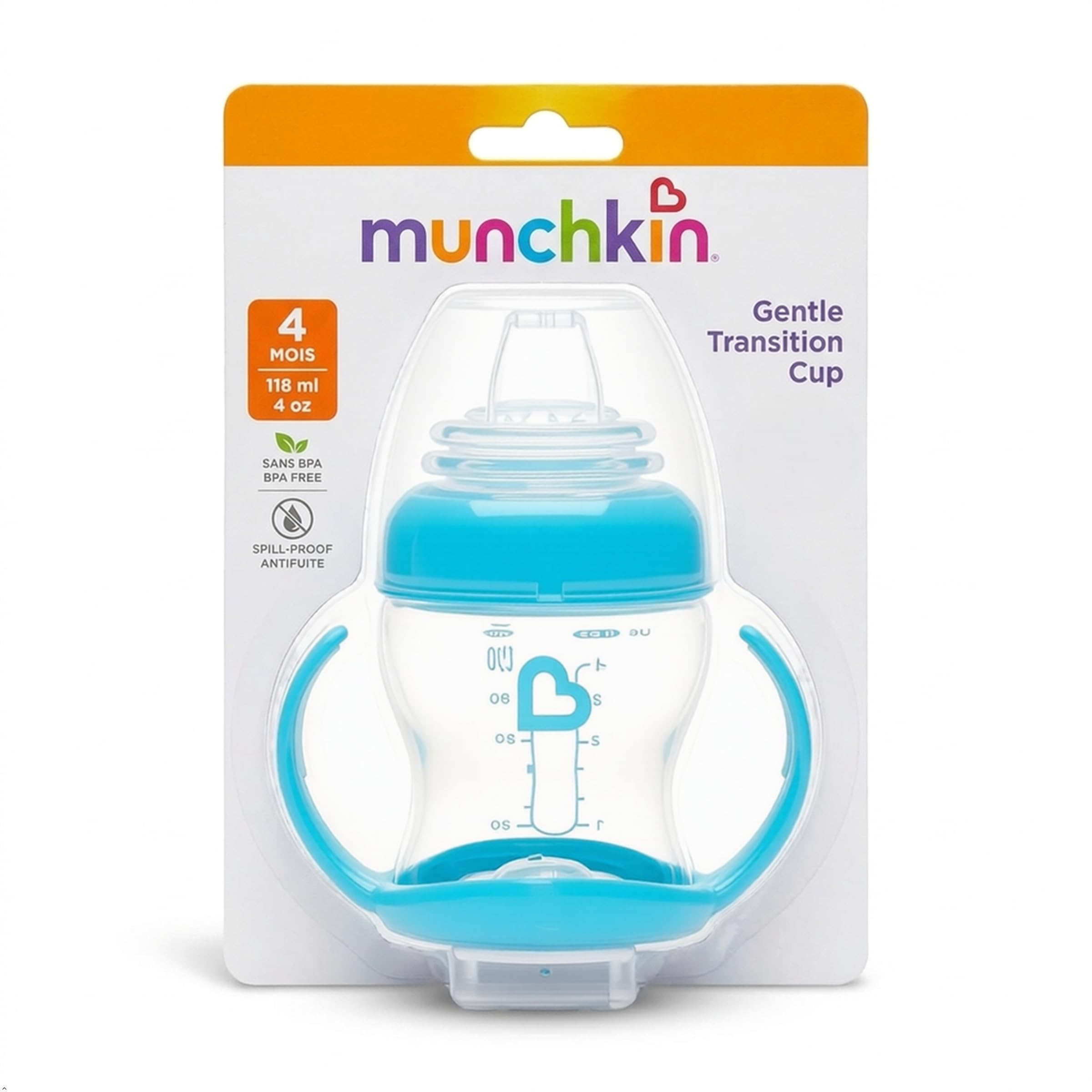 Munchkin Gentle Transition Cup with Soft Silicone Spout & Handles – Spill-Proof Sippy Cup, BPA-Free, 118ml, Blue, 4+ Months-picture-24