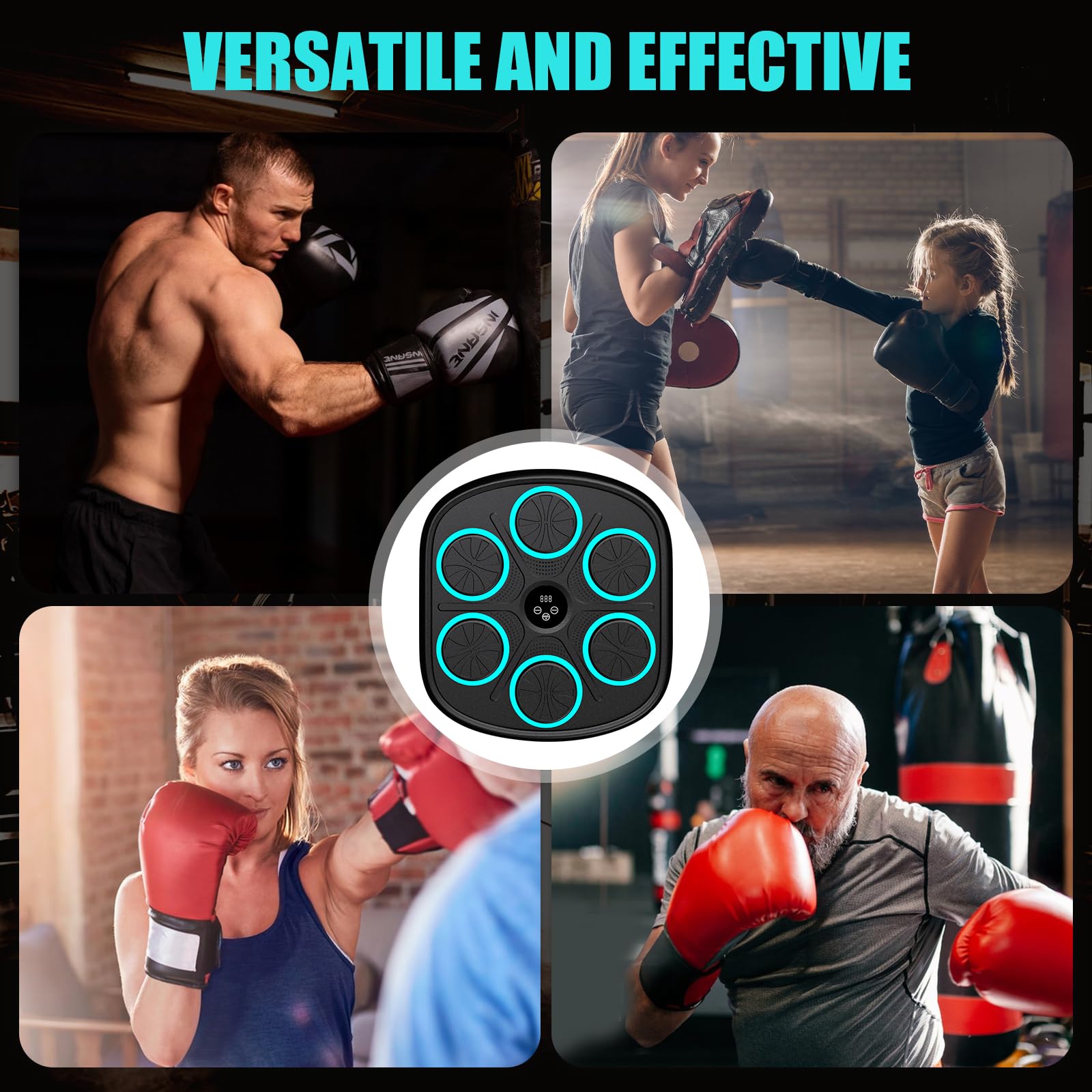 Maquina de Boxeo Musical, Boxeo Pared Musical, 9 Modos Music Boxing Machine Adultos con Guantes De Boxeo, Boxeador de Pared Musical con Bluetooth Ideal para el Hogar, la Oficina