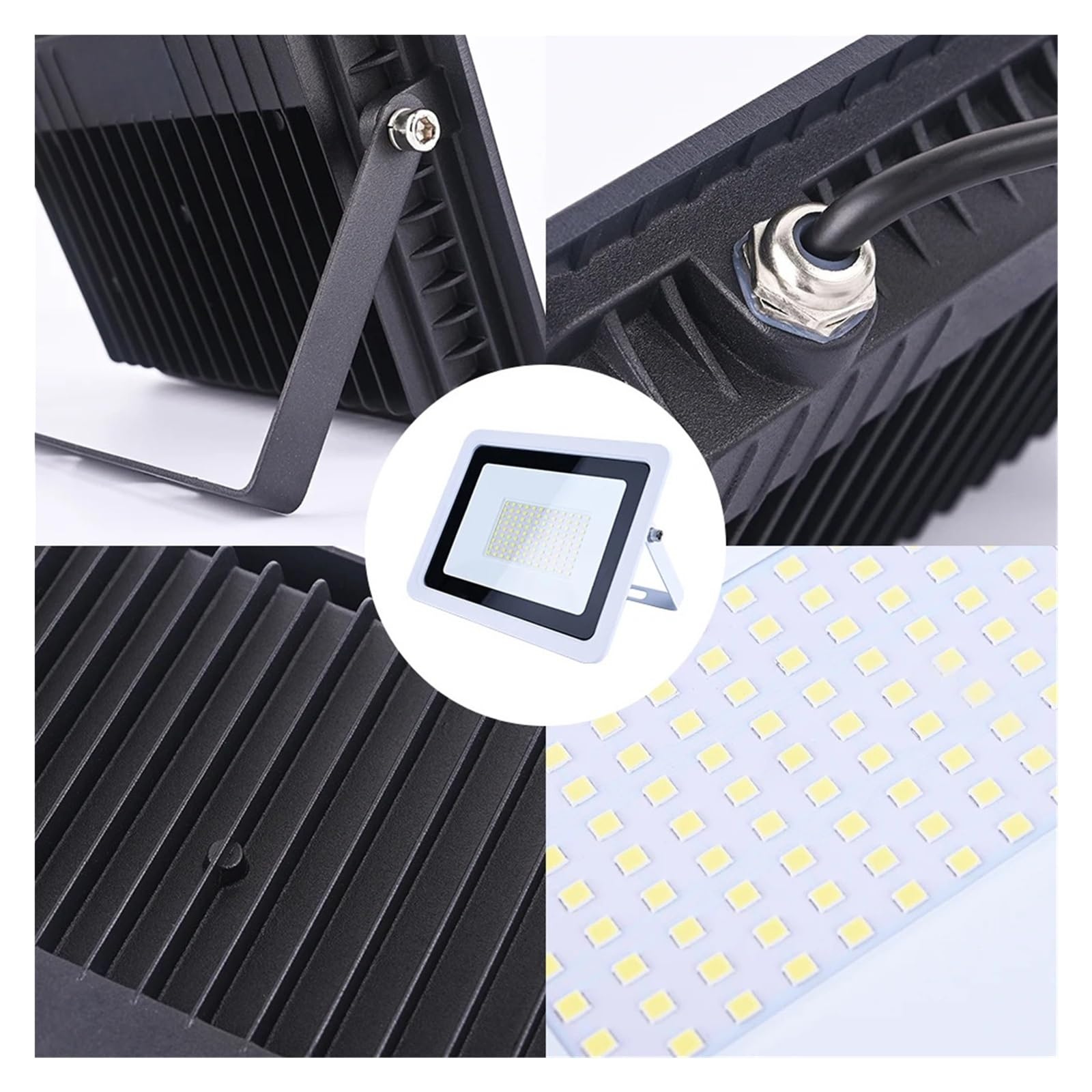 Proiettore per esterni, Proiettore LED da 10W, 20W, 30W, 50W, 100W, IP66, impermeabile, for esterni, da giardino, for strada, proiettore, riflettore da parete(100W_BLACK)