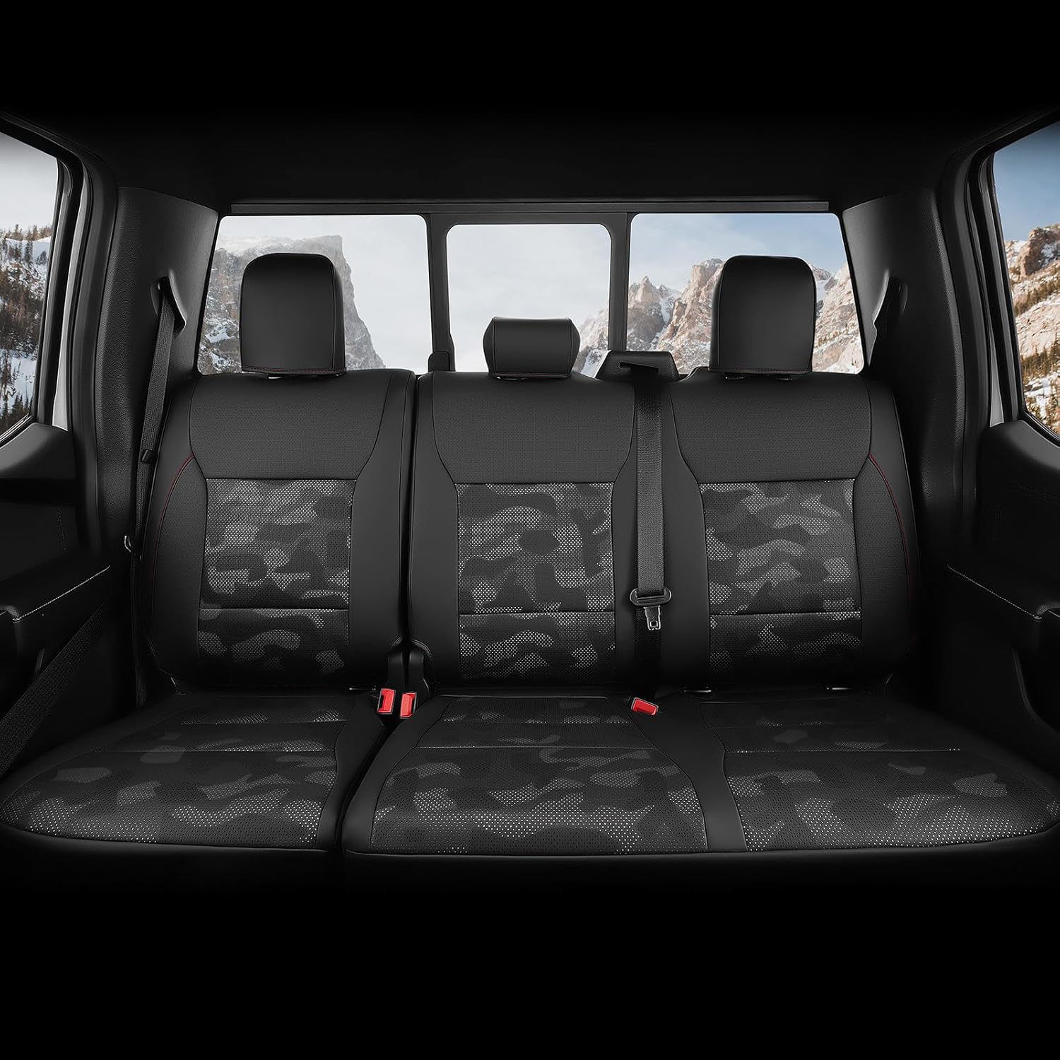 for Ford F150 Seat Covers 2026 2025 2024 2023 2022 2021 2020 2015-2019, Truck Seat Covers for 2015-2023 2024 2025 Ford F150 Accessories, Only fit SuperCrew, Black Camo, Full Set