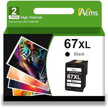 HP 67XL Black Ink Cartridges - Delivers Stunning Prints for Your HP Printers