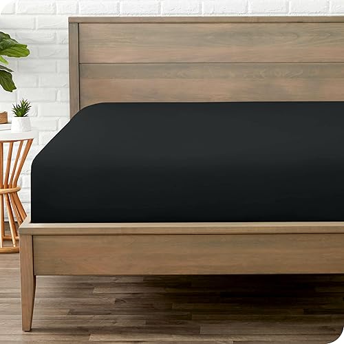 Bare Home - Sábana bajera ajustable tamaño king, de microfibra 1800 muy suave, para colchones altos, duradera, color negro