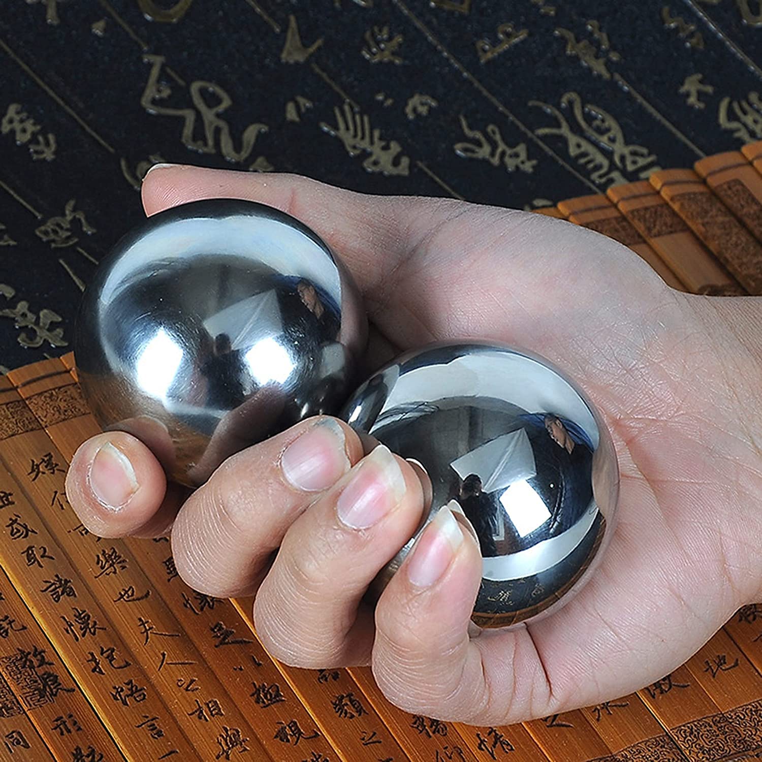 Palle Antistress per Adulti, Palle Baoding Palle Antistress per Adulti Palle per Esercizi Cinesi Palle Baoding in Acciaio Inossidabile Massiccio da 45 mm per Terapia manu