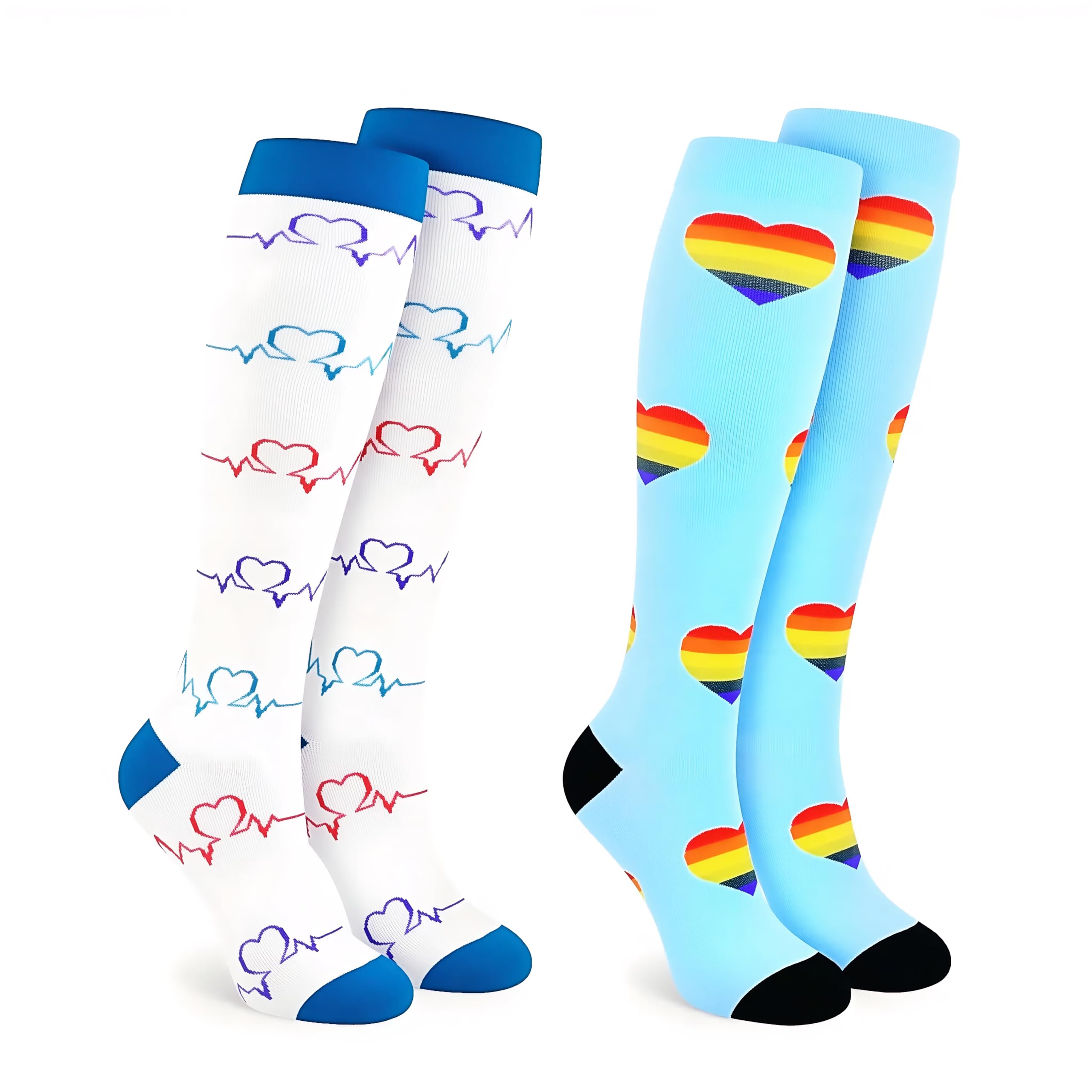 Losvcbcx Kompressionsstrümpfe,2/4/6/7 Paar Kompressionssocken für Damen und Herren mit 15–20 mmHg sind die besten Sport- und Medizinstrümpfe für Krankenschwestern auf Flugreisen