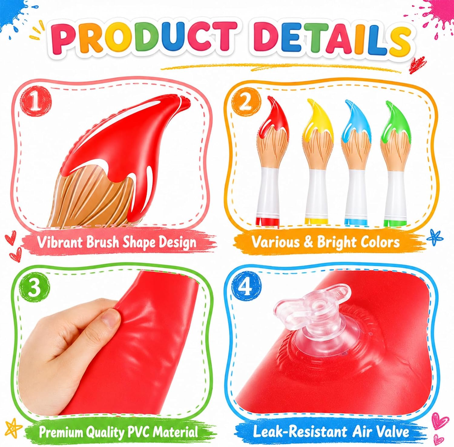 5PCS Art Paint Party Decoration Giant Inflatable Paint Brushes