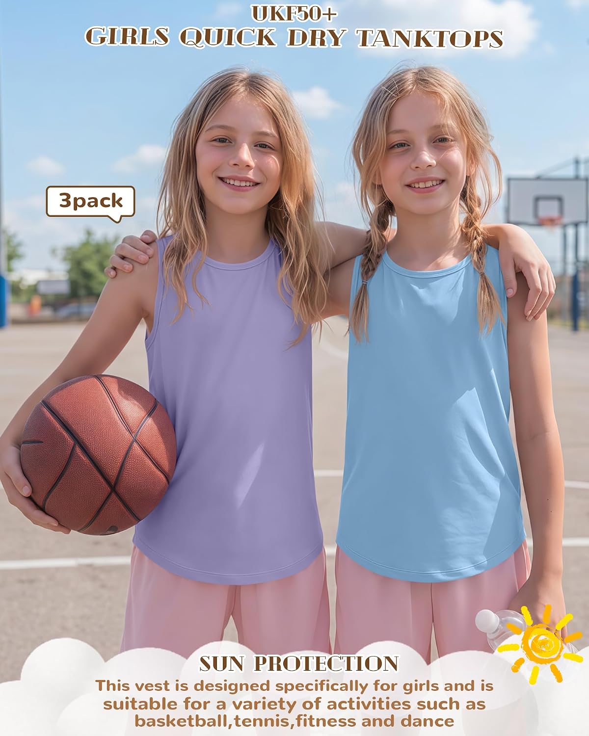 3 Pack Girls Athletic Tank Tops