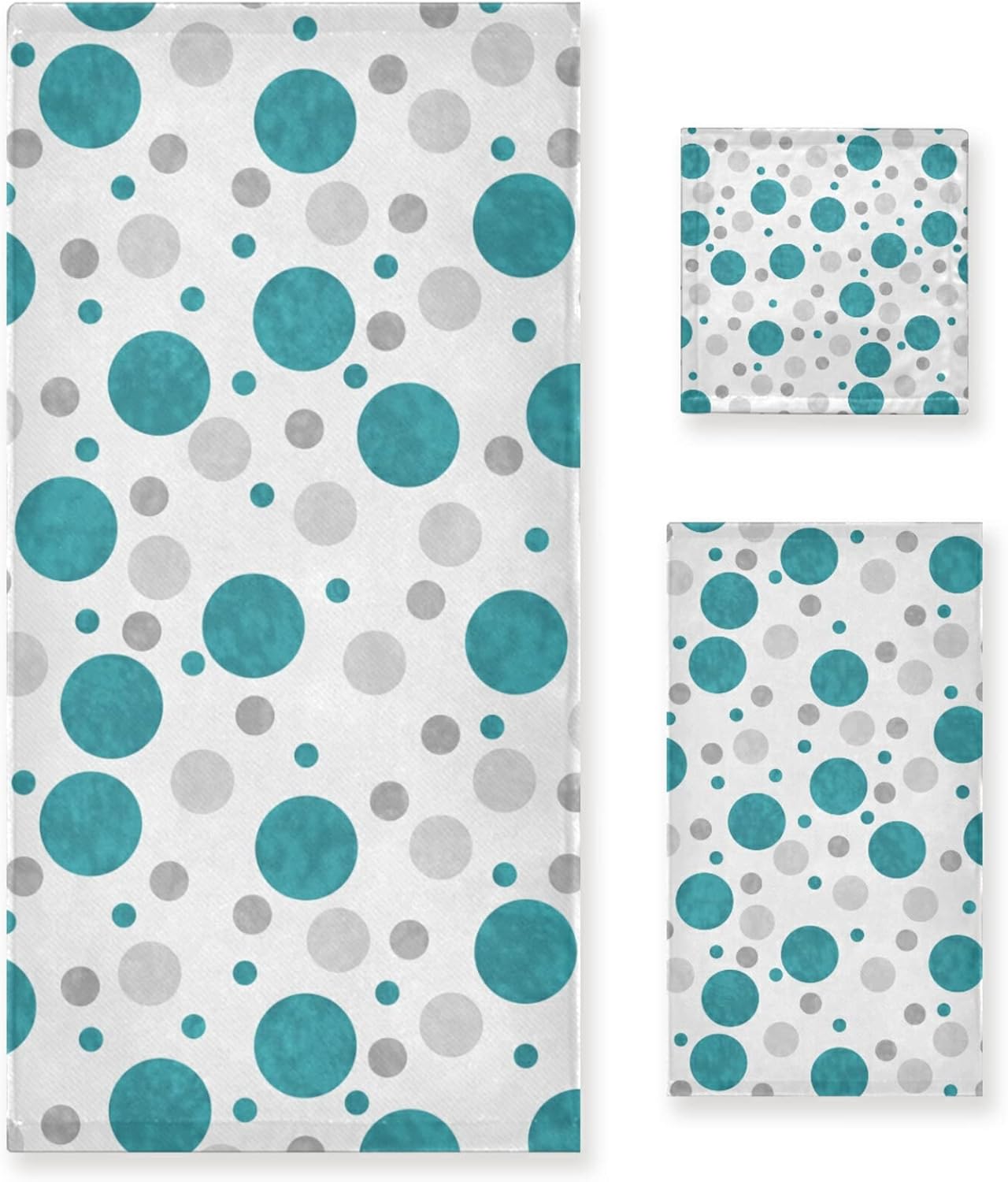Bath Towels Set,Soft Absorbent Watercolor Peacock Feather Teal Turquoise Floral Green Leaf Print 3 Piece Bathroom Towels,1 Bath Towel,1 Hand Towel,1 Washcloth,Decorative Towels for Spa,Gym