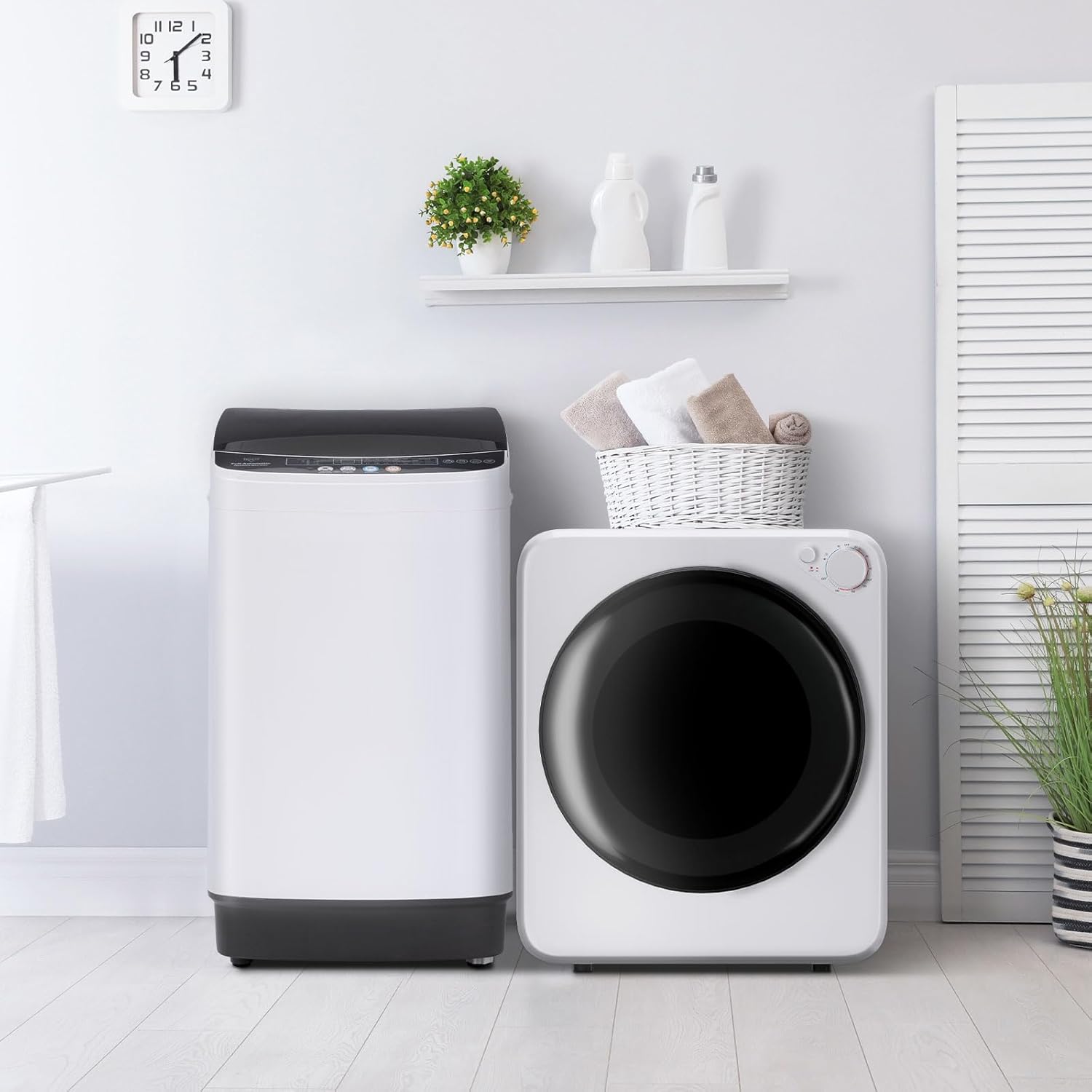 Compact Washer and Dryer Combo Set, 2.0Cu.Ft Full-Automatic Washing Machine with 10 Washing Programs & 1.6Cu.Ft Compact Dryer with 5 Drying Modes, for Apartment, Bathroom, Home, RV-Camping