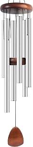 Bursvik Large Aluminium Wind Chimes 37 Inches to Create a Zen Atmosphere Suitable for Outdoor, Garden, Patio Decoration. Classic Wind Chimes with Wind Catcher Suitable as A Gift for Unisex(Silver)