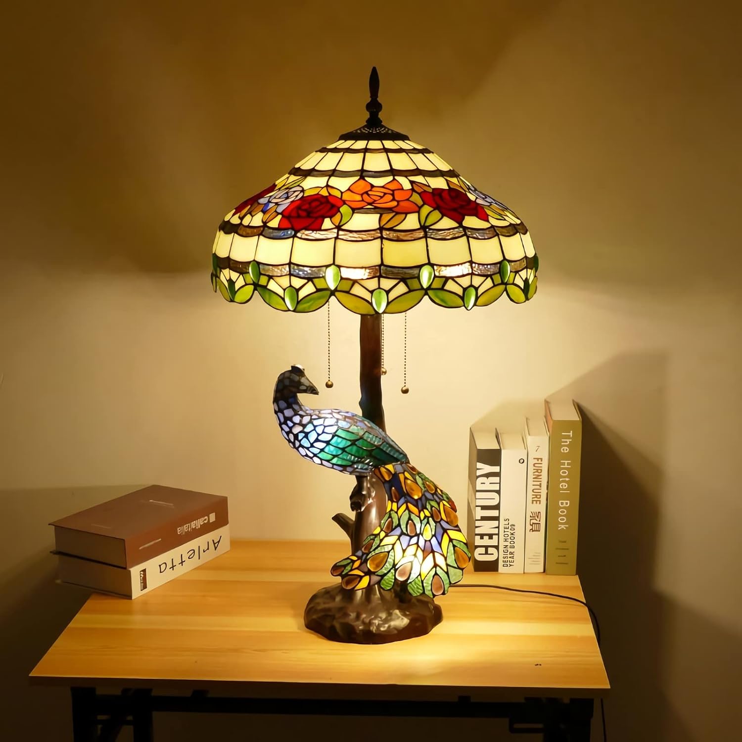 Tiffany Style Table Lamp, Stained Glass Bedside Lamp with