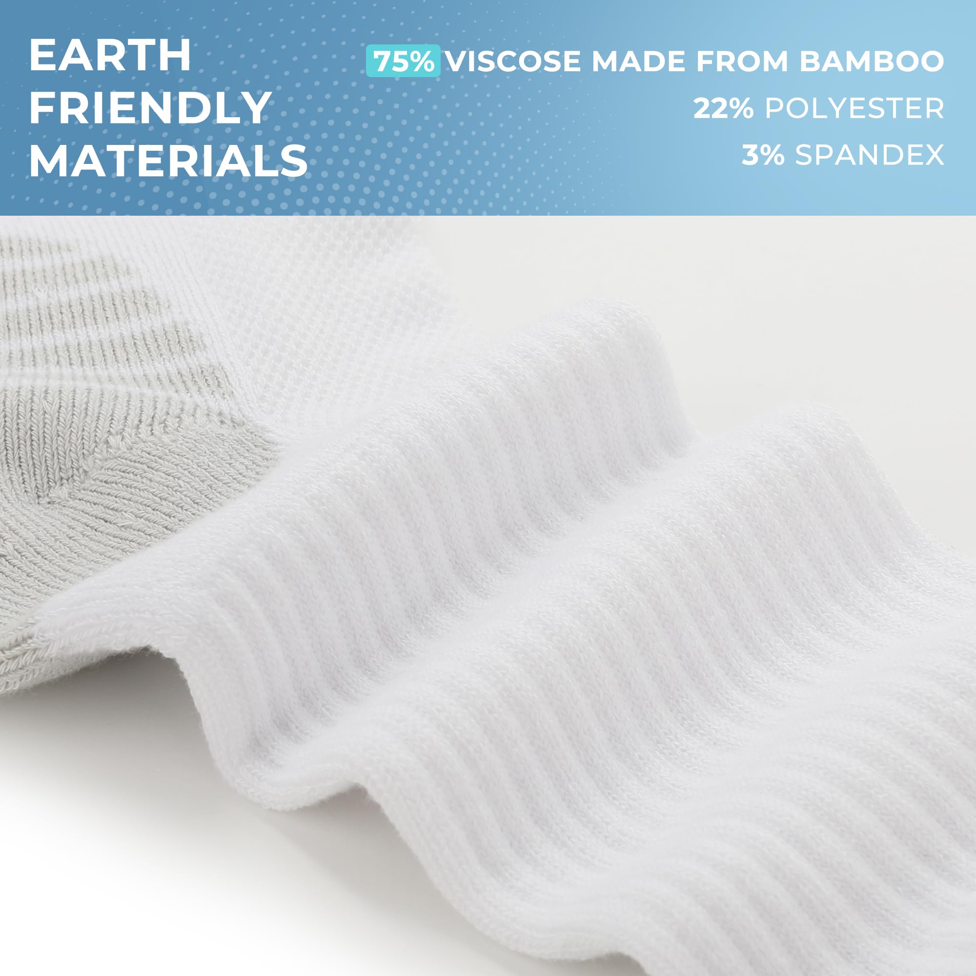BAMBOO COOL Men's Crew Socks Athletic Running Sports Socks, Cushioned Moisture Wicking, Breathable Arch Support 6 Pack: White*6 Large