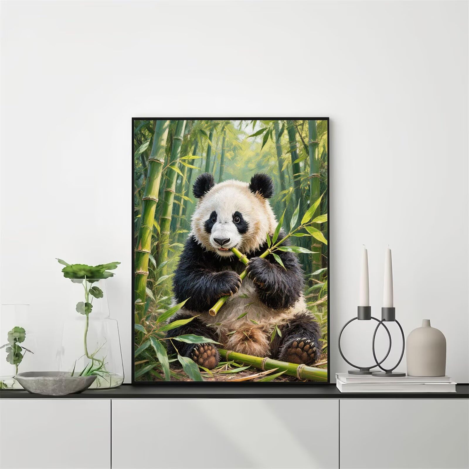 Malowanie według numerów dla dorosłych bambusowa panda, obrazy do malowania numerami DIY, zestaw do malowania akrylowego płótna, hobby dla dorosłych kolorowanka, obrazy dekoracja salonu, rękodzieło