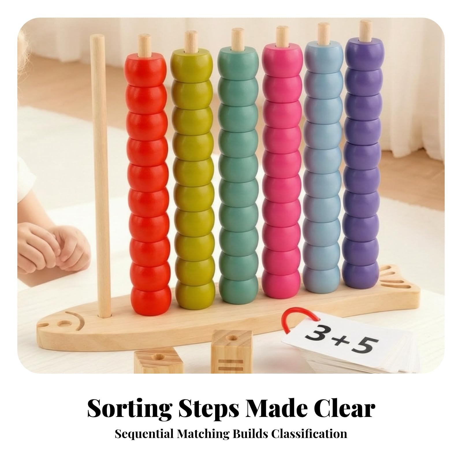 con Perline Aritmetico | Didattico, Naturale, Calcolatore, per Casa, Bambini, Neonati, Stile B