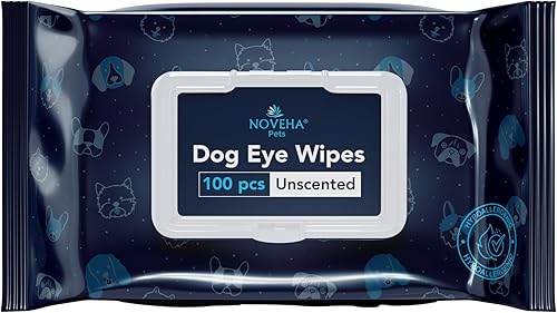 NOVEHA 100 toallitas para ojos de perro, removedor de manchas de lágrimas para perros, formuladas con manzanilla y aloe para eliminar desechos