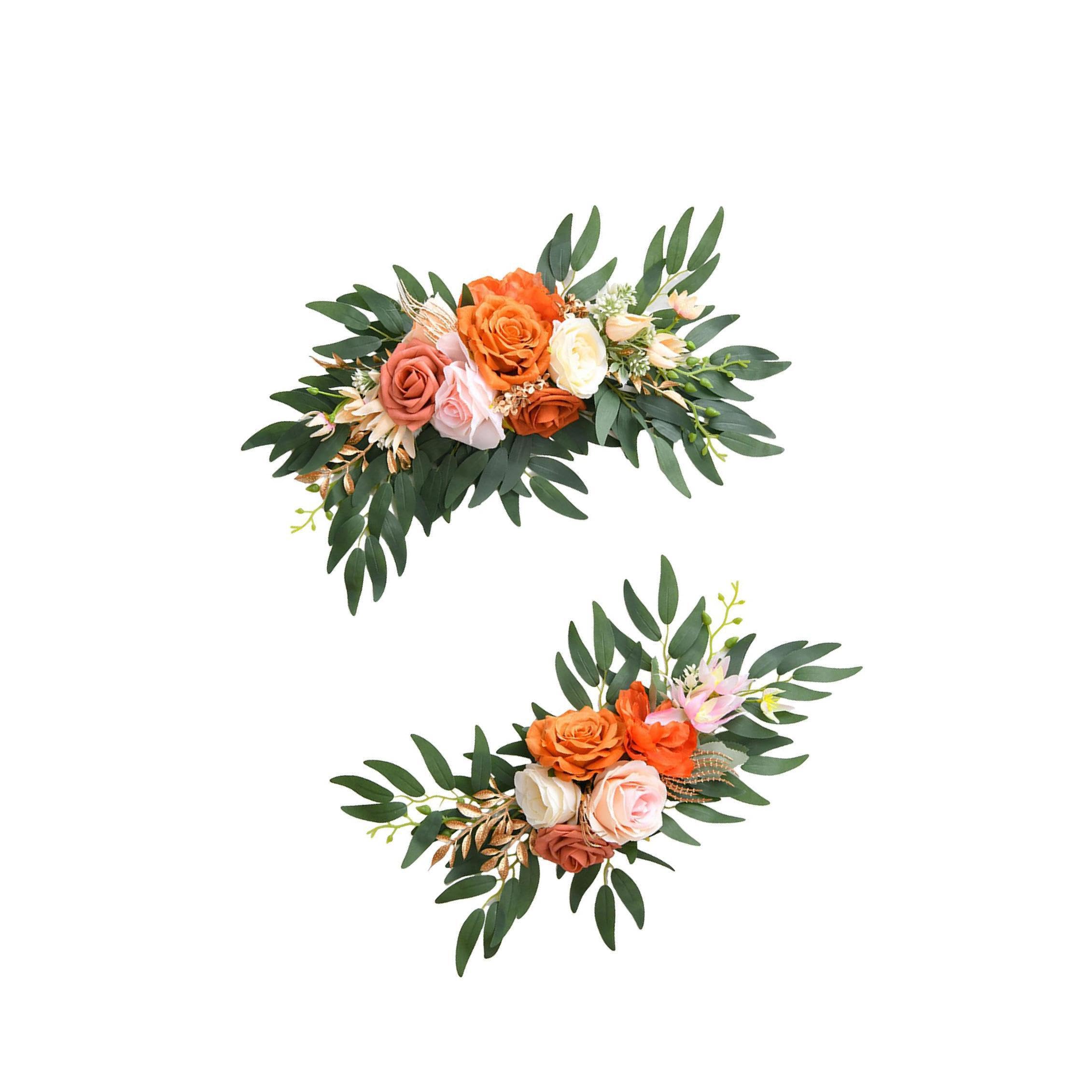 QUXVUIS Exquisite Wedding Arch Flowers Floral Swag Stand Elegant Silk Arrangement Addition To Ceremony Designs And Reception Areas Artificial Floral Swag, Orange