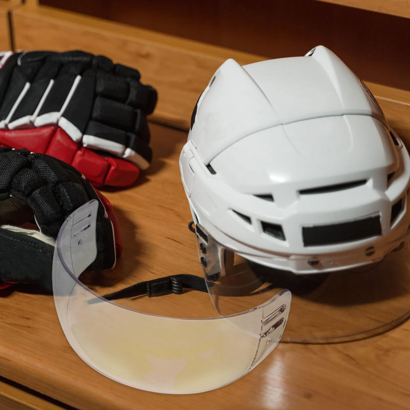 Visière de Hockey Anti-buée Anti-Rayures en PC pour Casque | Demi-bouclier Teinté, Protection Oculaire Complète, Ajustement Sûr et Léger pour Jeunes et Adultes