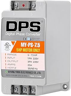 DPS Sinlge Phase to 3 Phase Converter, 7.5HP, 23A, Input/Output 200V - 240V My-PS-7.5 Model Used for 5HP(3.7kW) 15A Motor, DPS Must Be Used for 1 Motor Only, UL-Listed