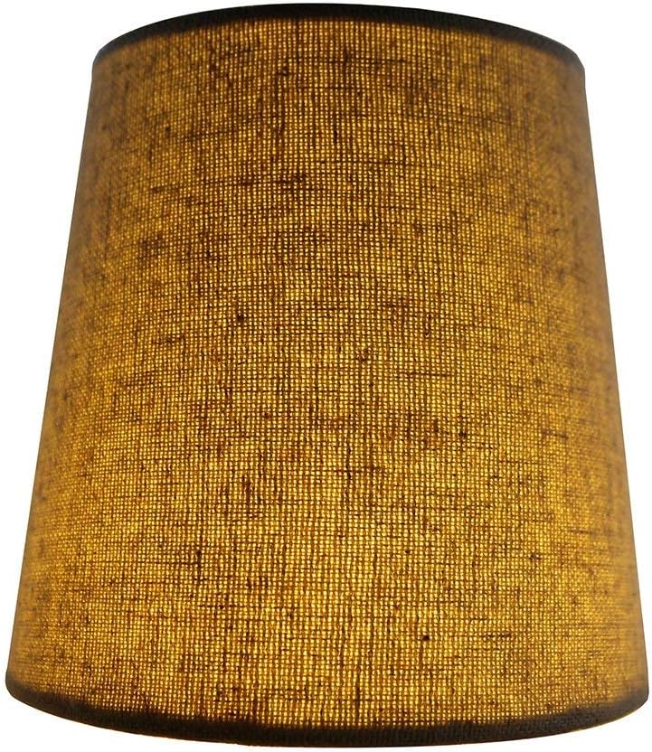 Meriville Set of 6 Natural Linen Clip On Chandelier Lamp Shades, 4-inch by 5-inch by 5-inch