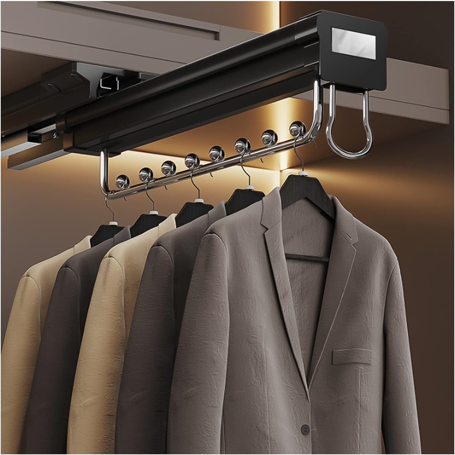 Pull Out Pants Rack,Trousers Rack Closet Organizer Rack,Closet Clothes Hanger Rail,for Pants and Coat Pull-Out Closet Rod (Color: Black,Size: 36x14m) (Black 45.5x14cm)