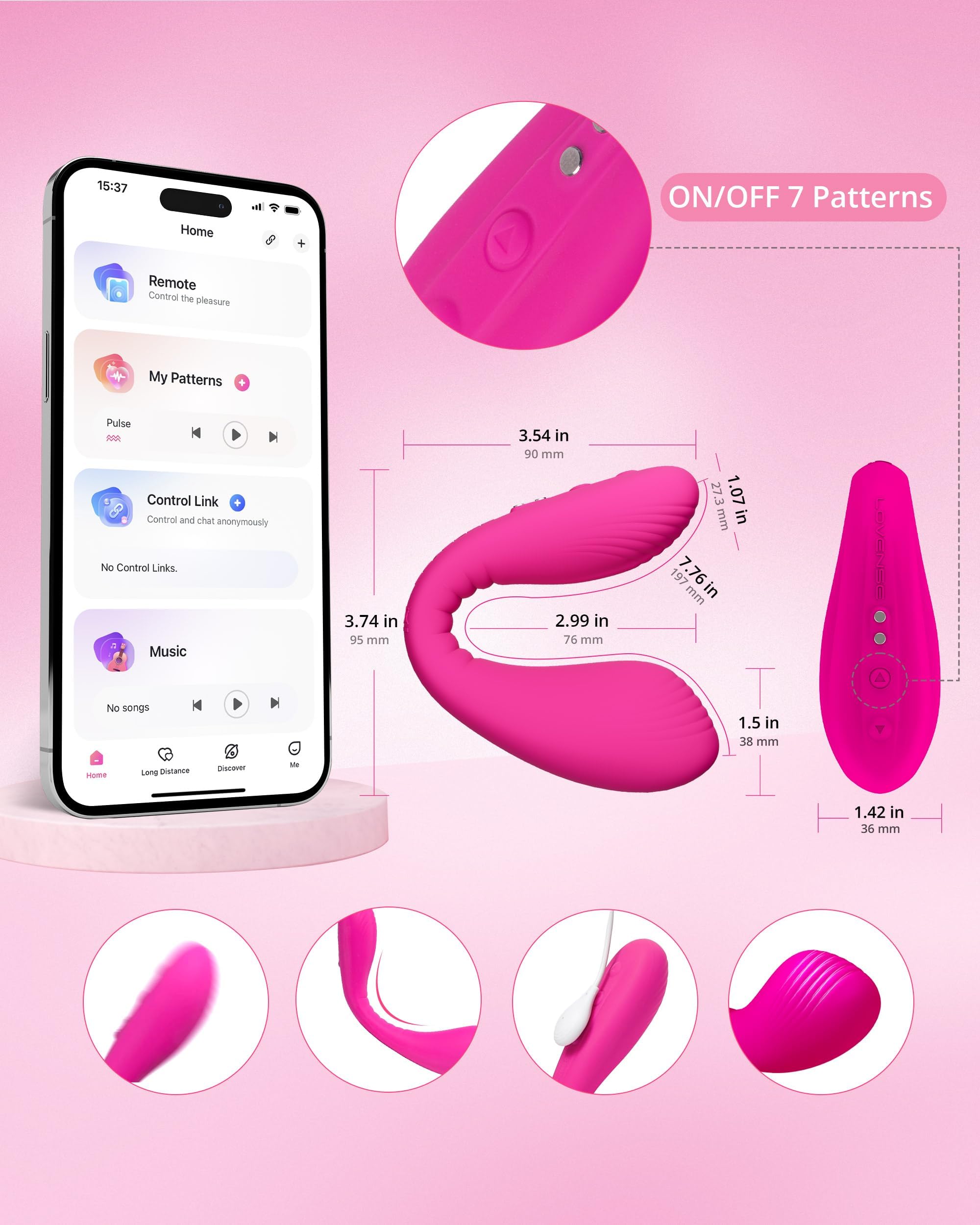 LOVENSE Dolce Remote Control Vibrator，Adult Sex Toys & Games,Womens Sex Toys,Clitoris & G-spot Vibrating Sex Toy for Double Stimulation with 10 Vibration Patterns