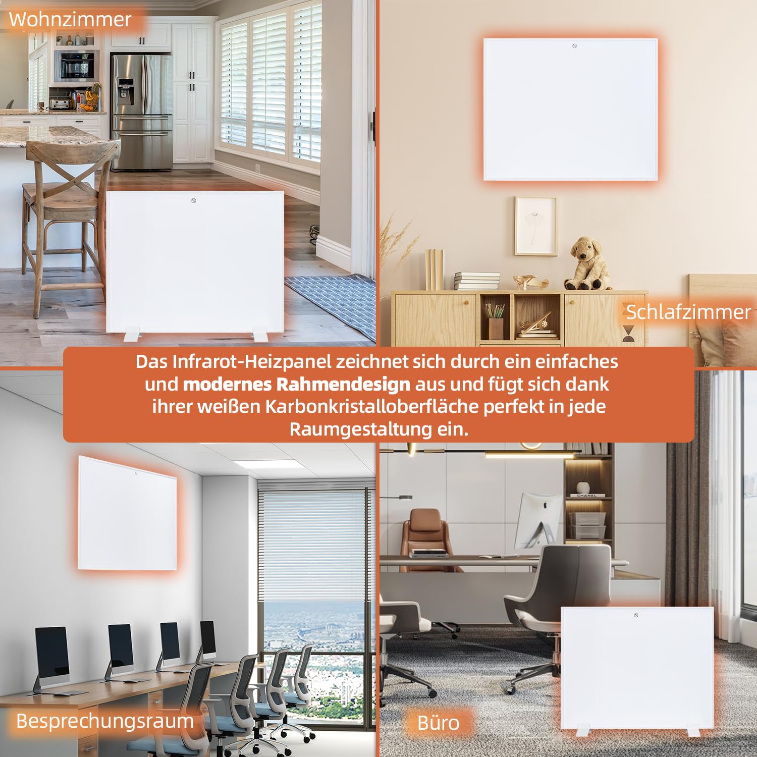 SHX - Panel calefactor infrarrojo con WiFi 350W SHXA350 (350 W, 4-7 m², montaje en pared, mando a distancia, blanco)