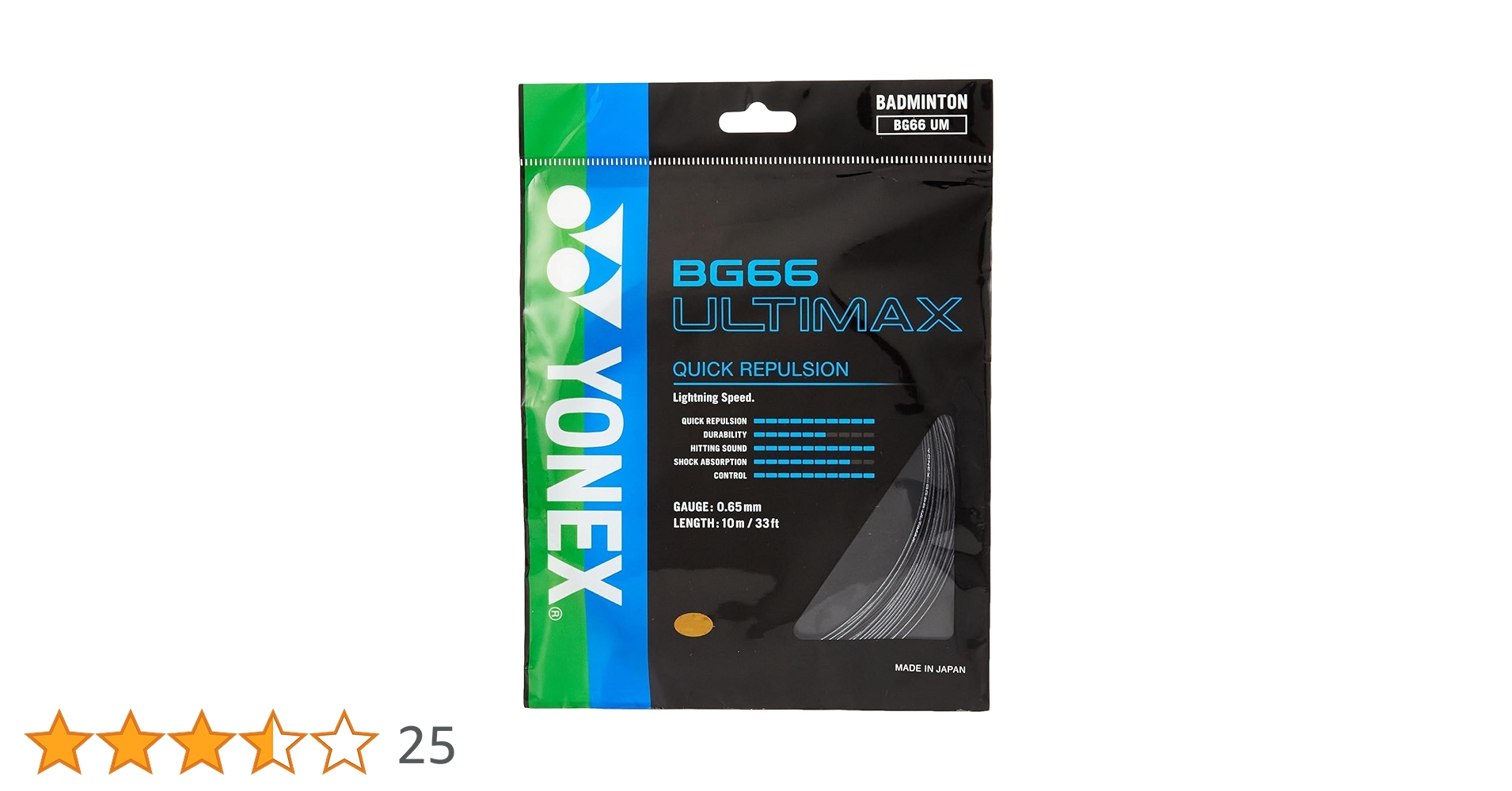 Yonex BG 66 Ultimax Badminton String - Black, Racquet String