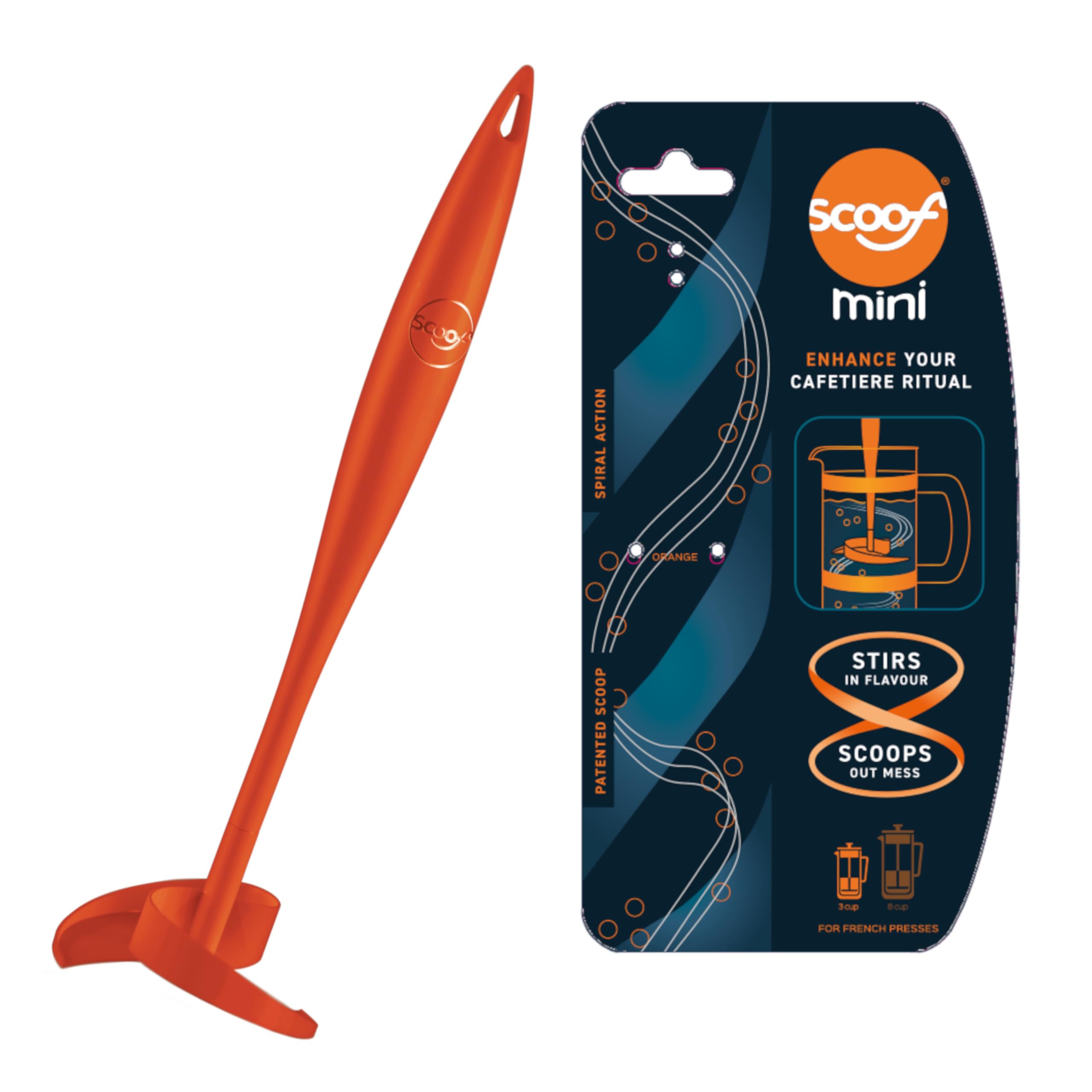 Scoof Mini Cafetiere Tool. Stirs in Flavour. Scoops Out Mess. Enhance Your French Press Ritual