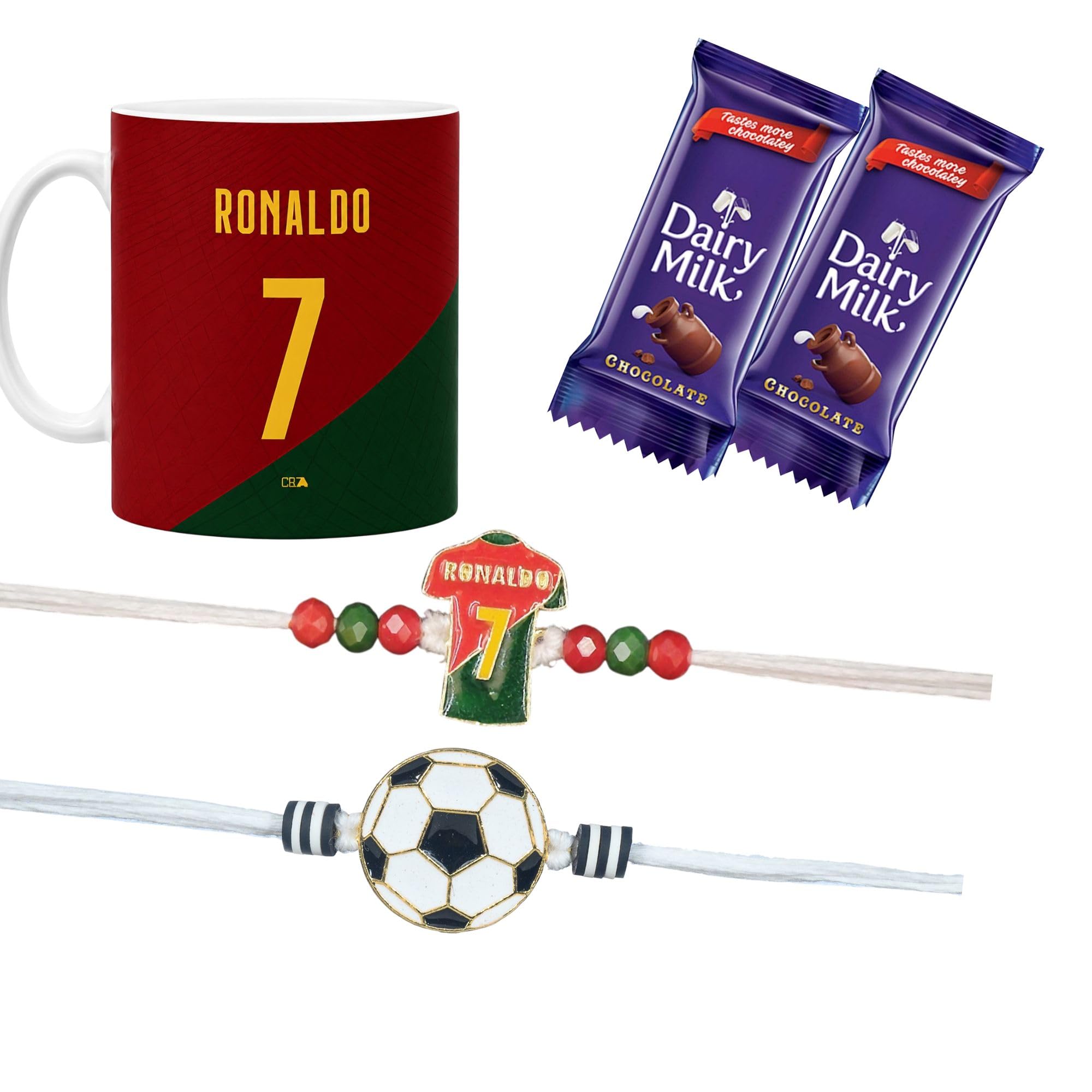 kizzi Rakhi Gift for Brother | Football Ronaldo Rakhi with Ceramic Coffee Mug & Chocolate, Roli Chawal Pack and Greeting Card- Rakhi For Kids - MG-RO-F12RR1-DC2-image-39