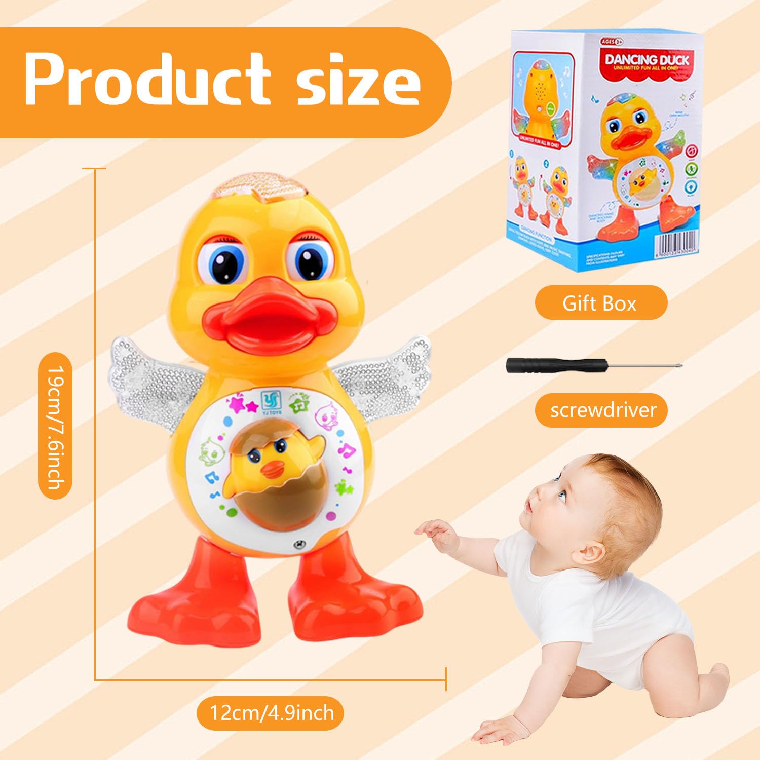 Giocattolo d'anatra danzante, Giocattolo Musicale Papera, Giocattolo per Bambini Camminante con musica e luci, Giocattolo Paperella Interattiva, Dancing Duck, Anatra Giochi per Neonati - 2