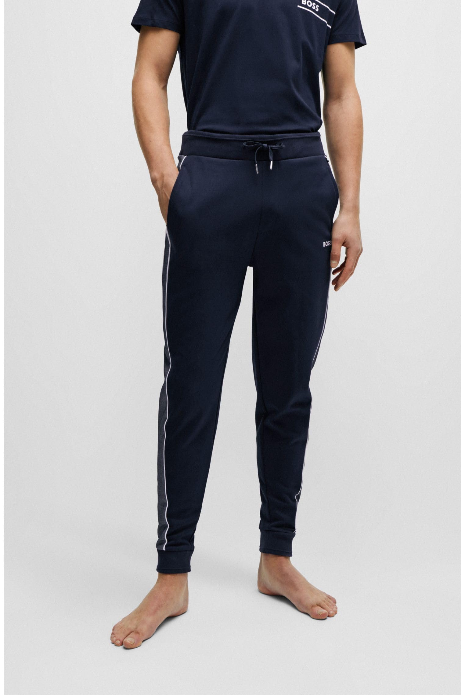 BOSS Herren Tracksuit Pants Jogginghose aus Baumwoll-Mix mit Folienprint-Logo