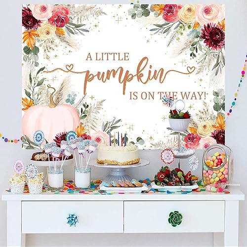 Miniatura 3 de Mocsicka Telón de fondo de calabaza para baby shower, fondo bohemio para baby shower, decoración de fiesta de baby shower, pancarta de estudio