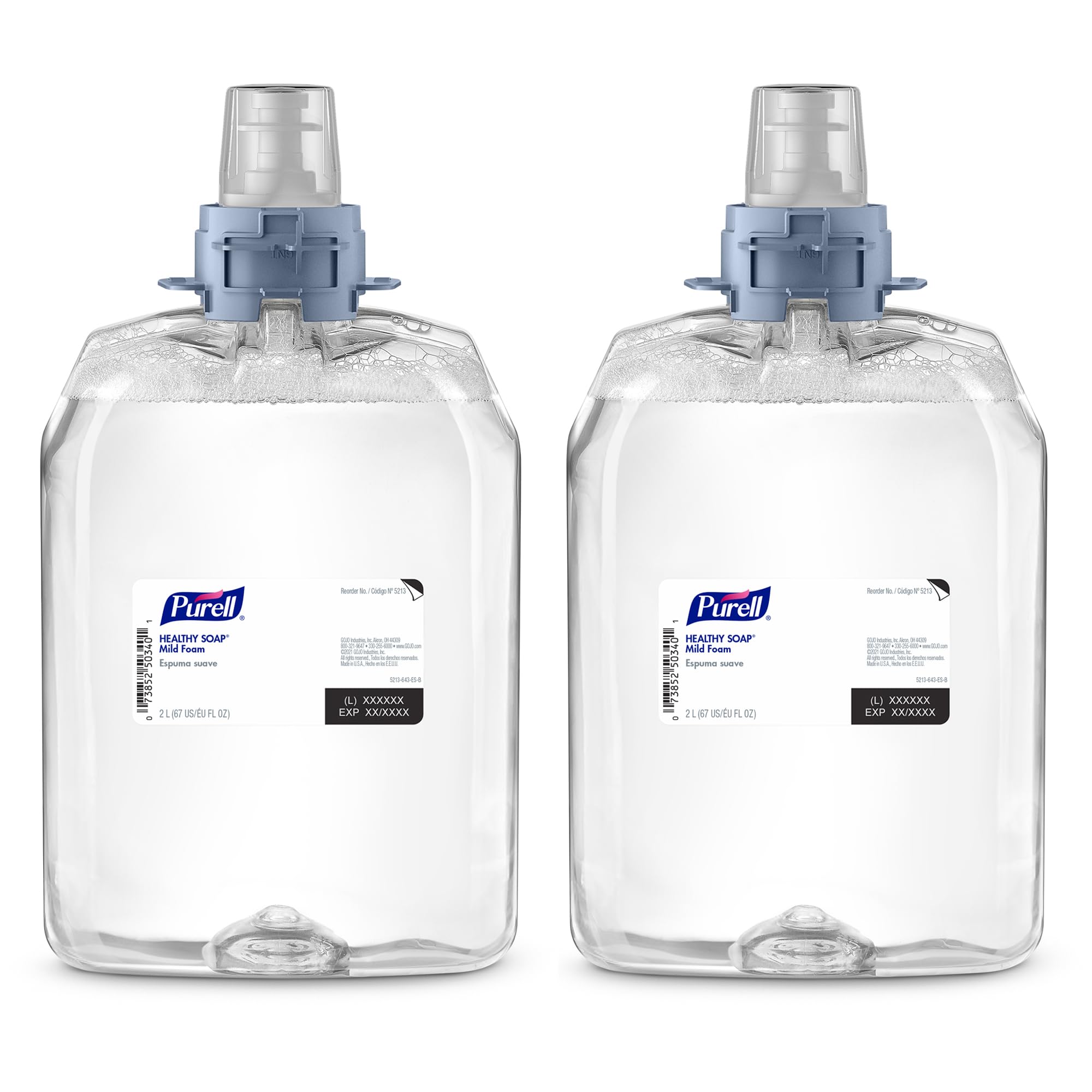PURELL HEALTHY SOAP Mild Foam, Fragrance Free, 2000 mL Foam Hand Soap Refill for PURELL FMX-20 Manual Soap Dispenser (Pack of 2) – 5213-02 - Manufactured by GOJO, Inc.