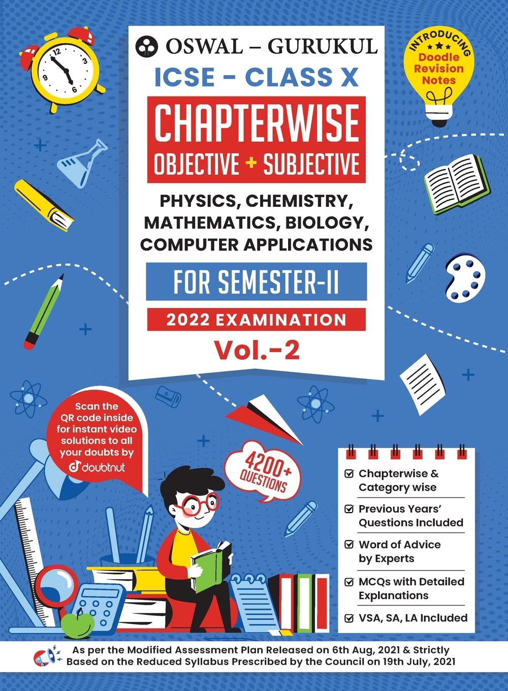 Oswal-Gurukul Chapterwise Objective + Subjective Vol II for Physics, Chemistry, Mathematics, Biology, Computer Applications: ICSE Class 10 for Semester II 2022 Exam