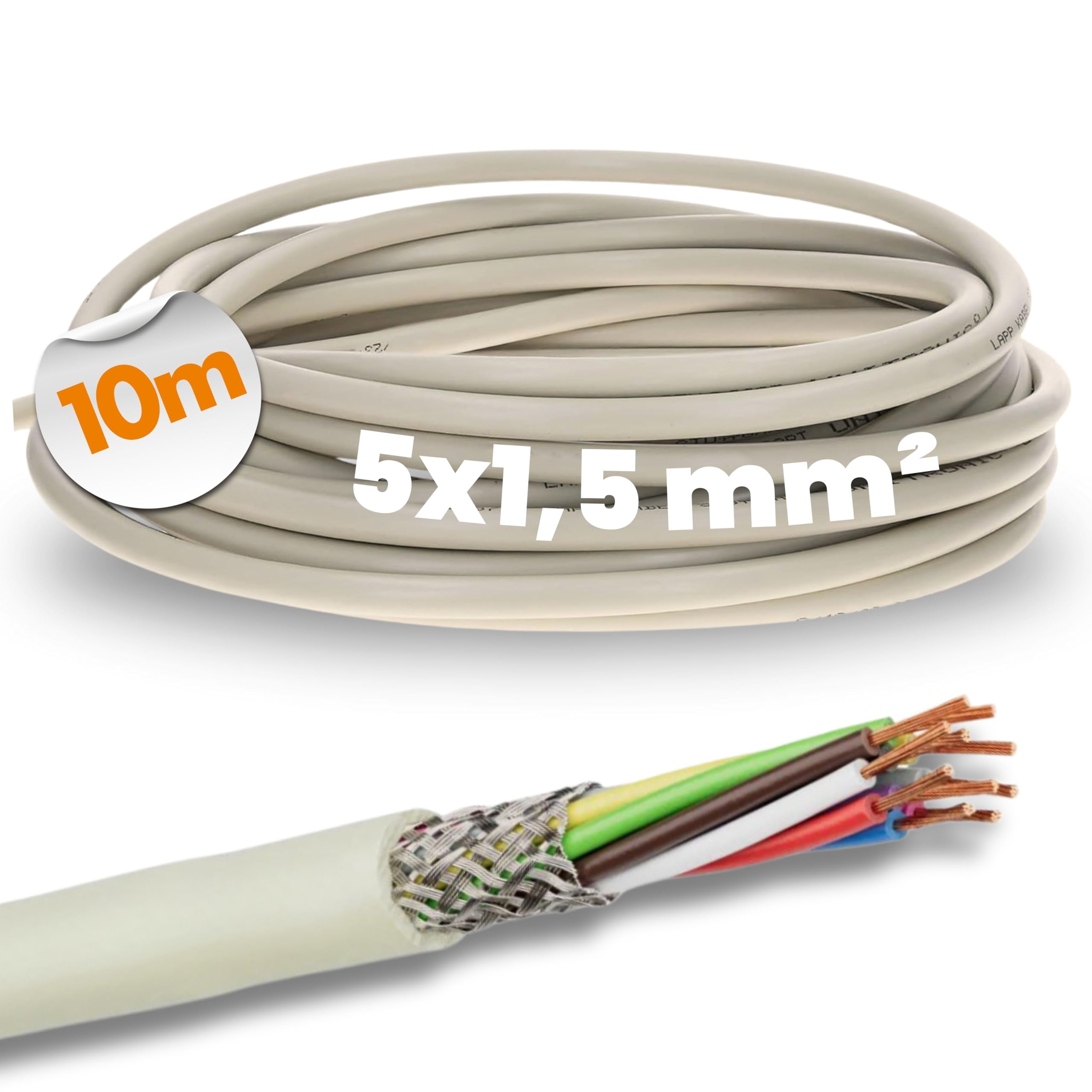 Lapp 0034905 LiYCY Cavo di Controllo Schermato 5x1,5 mm² in PVC Grigio | Cavo dati multipolare a 5 poli per cablaggio quadri elettrici, elettronica e segnali MSR senza interferenze elettromagnetiche