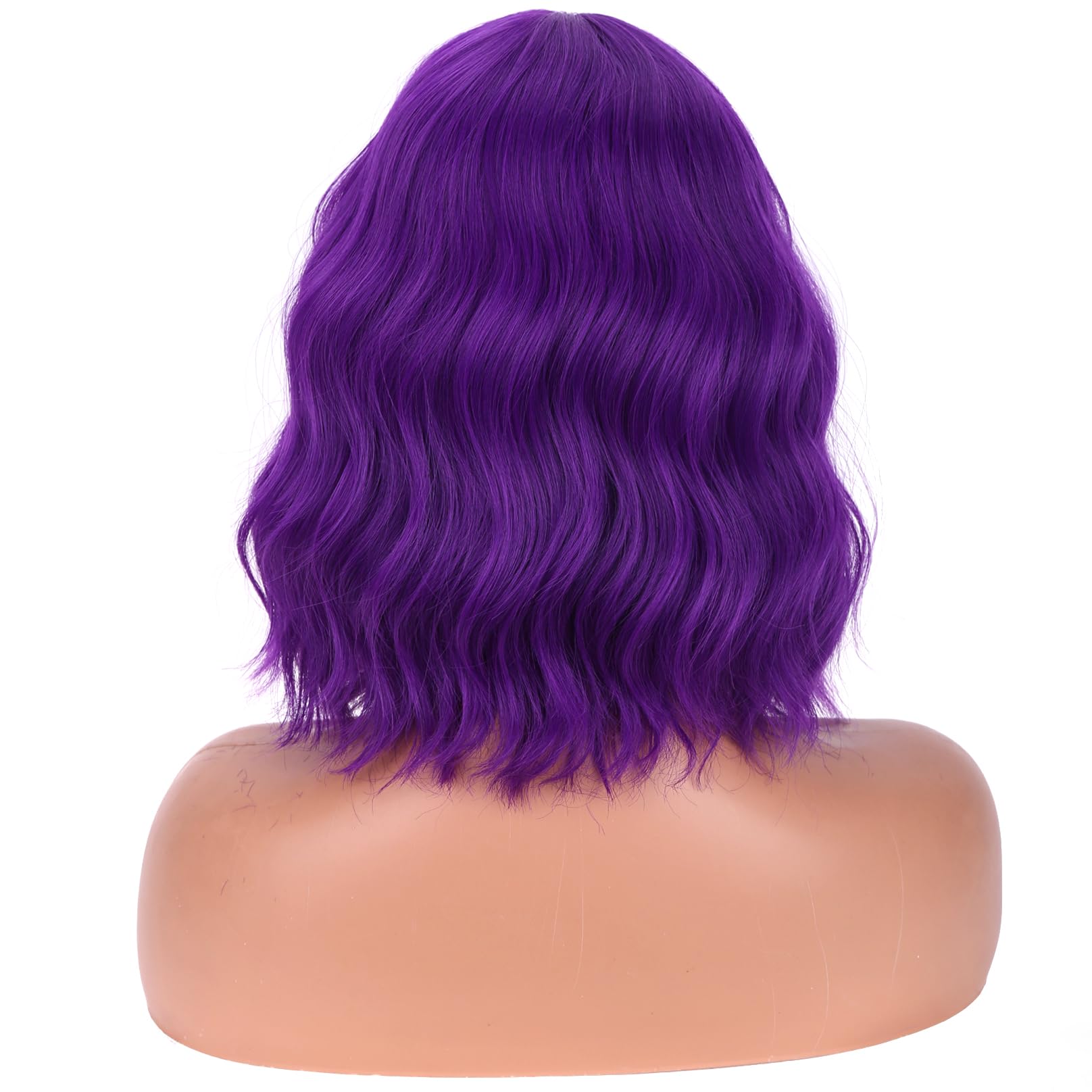 BERON Short Curly Synthetic Wig with Bangs and Adjustable Cap