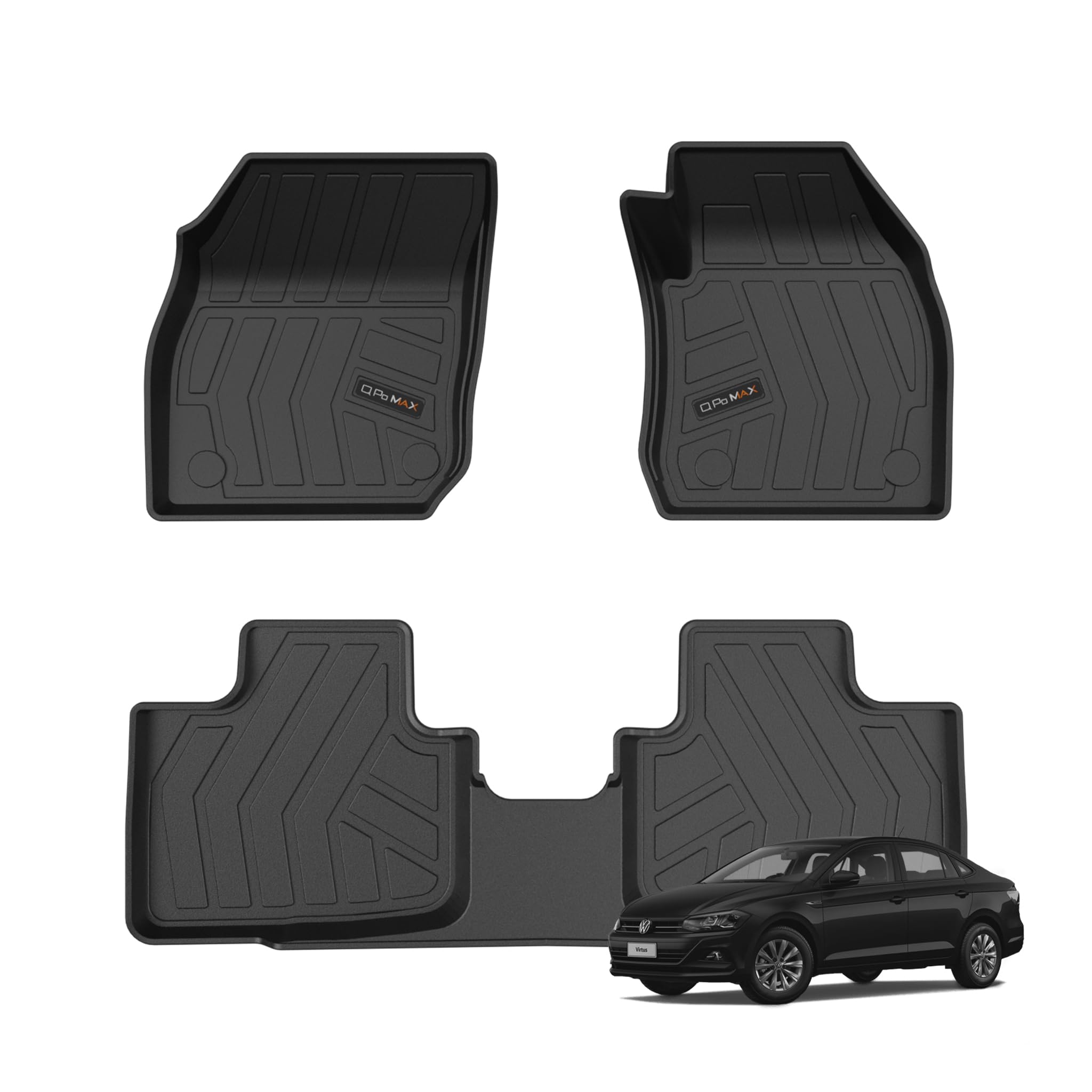 Q Po Virtus (MAX) (MAX) June 2022 - Present ECO TPE Car Floor Mat |Anti Slip All Weather Mats for Virtus (Black)-image-32