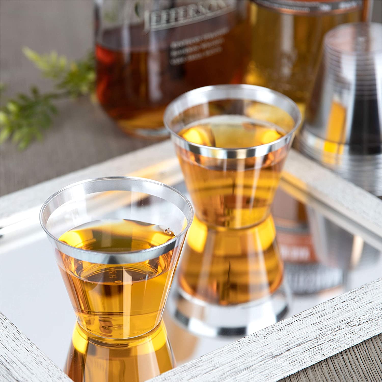 Gobelets Plastique LATERN - Lot 60 Pièces 270ml Bord Doré Réutilisables