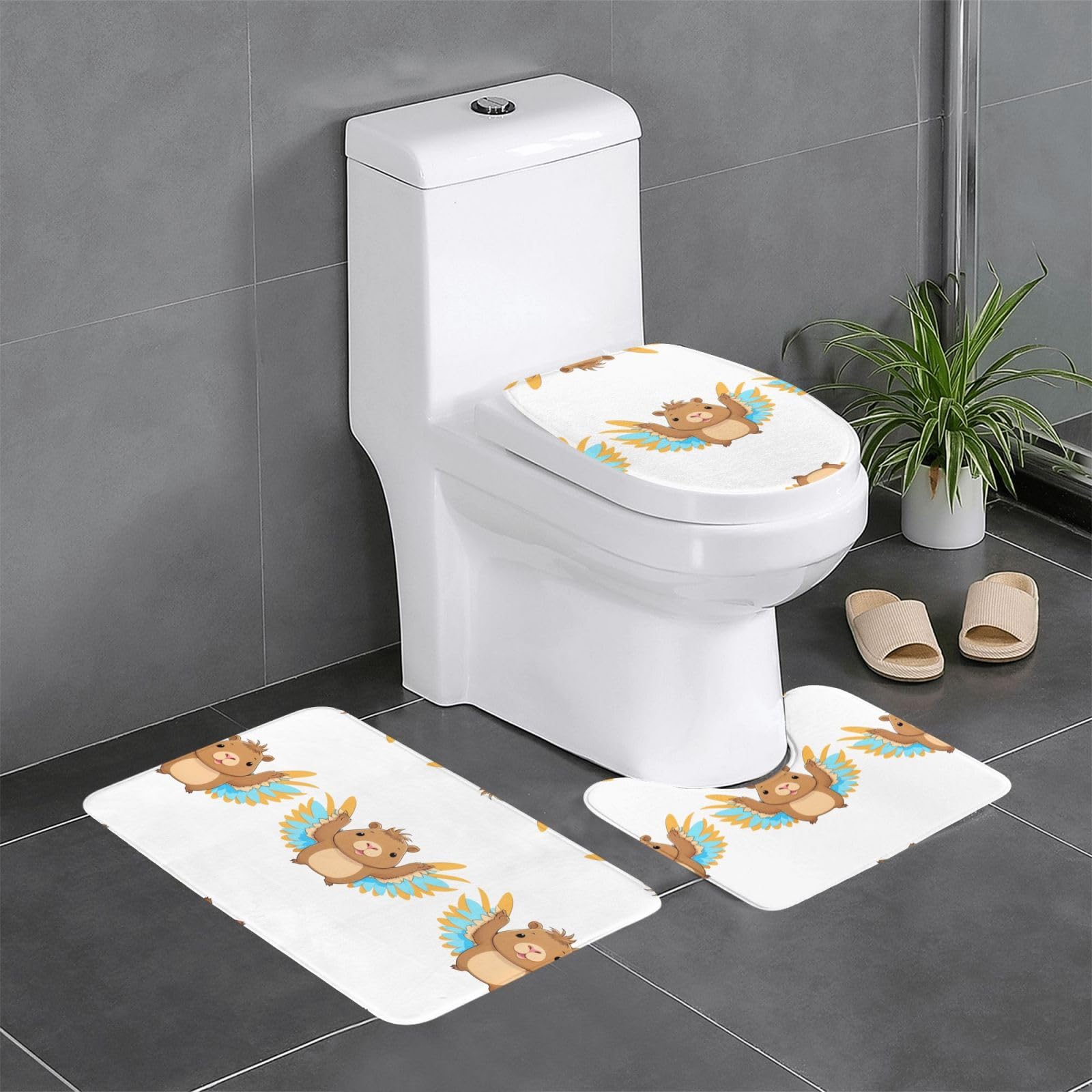 Tapis de salle de bain antidérapants WHJDPP Capybara lot de 3 pièces