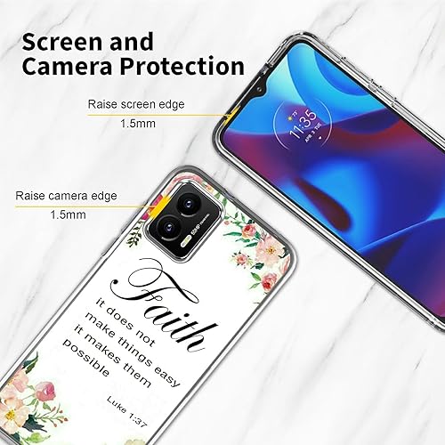 Miniatura 5 de Funda transparente para Motorola Moto G Stylus 5G 2023 con versículo bíblico 1-37, patrón cristiano para mujeres y hombres, doble capa híbrida de