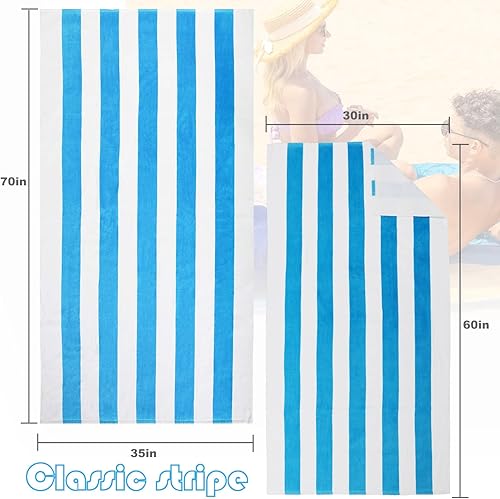 Miniatura 4 de Exclusivo Mezcla Toalla de playa de algodón grande de 30 x 60 pulgadas, toalla de baño de felpa suave súper absorbente (azul)