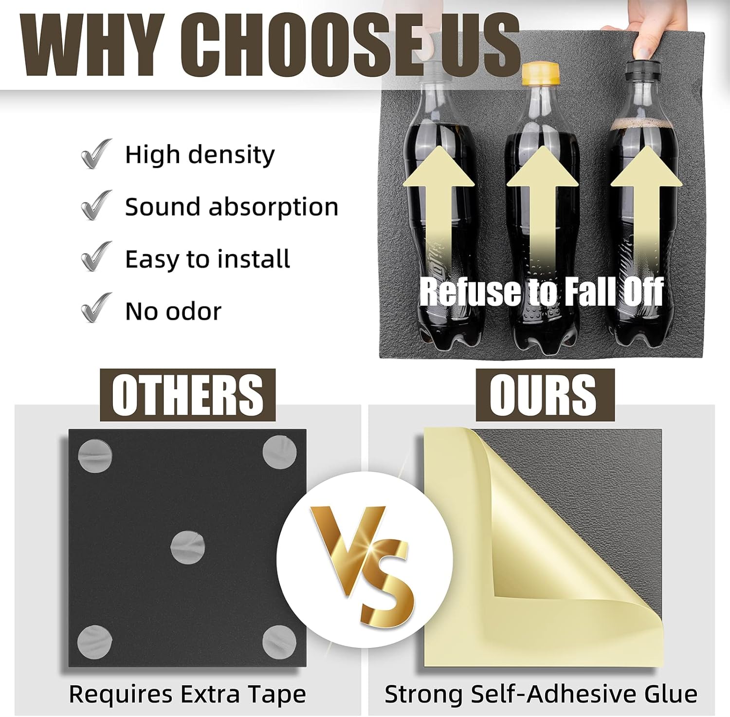 48 Pack Sound Proof Foam Panels,12" X 12" X 2" Self-adhesive Acoustic Panels with High Density,Decorative Soundproof Wall Panels Sound Absorbing Foam for Wall and Ceiling(Black+Gray)