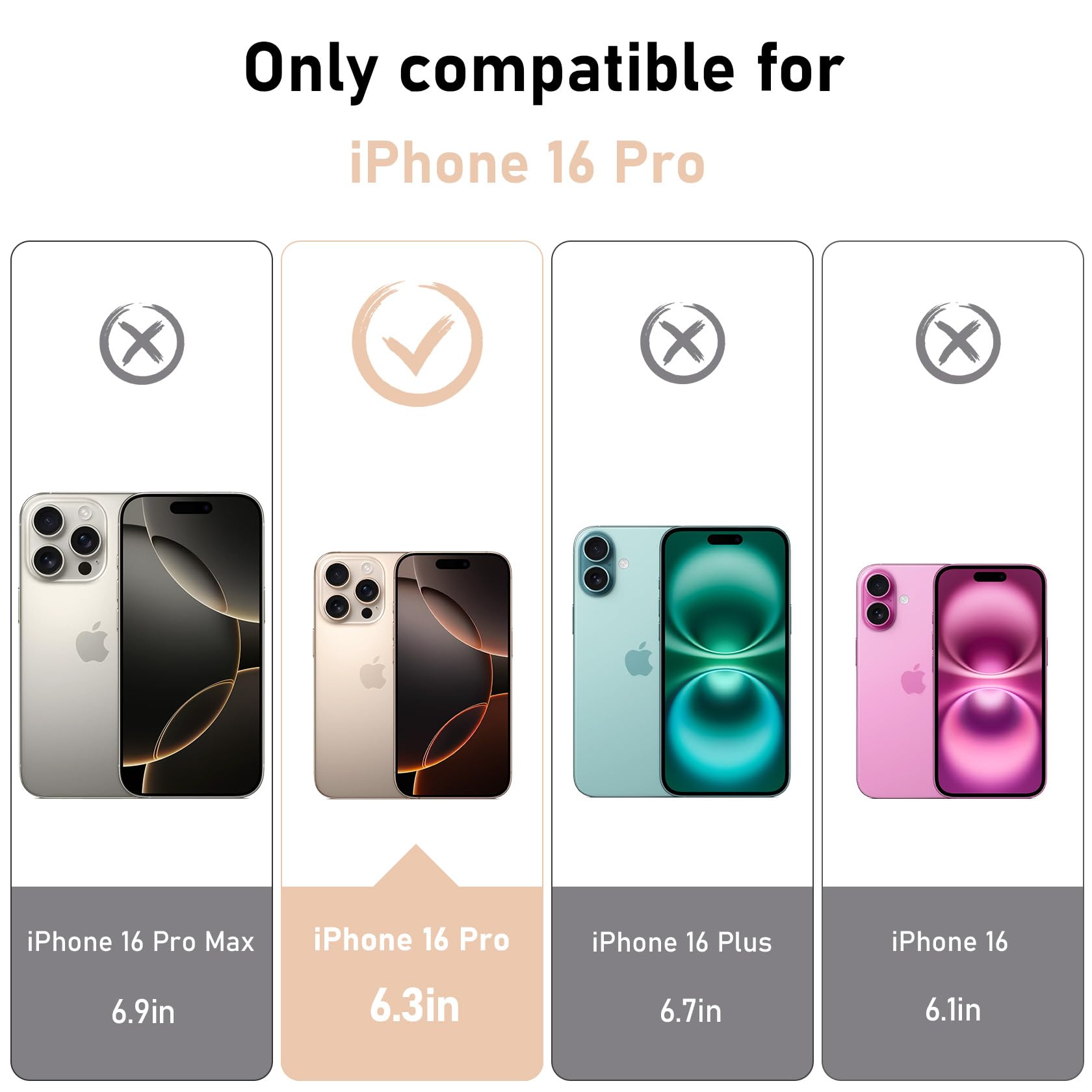 YisrLery Magnetica Cover Compatibile con iPhone 16 Pro con 2 Vetro Temperato e 2 Vetro Fotocamera, Compatibile MagSafe Hard PC Anti-Graffio Protettiva Antiurto Bumper TPU Custodia 6.3" (Trasparente)