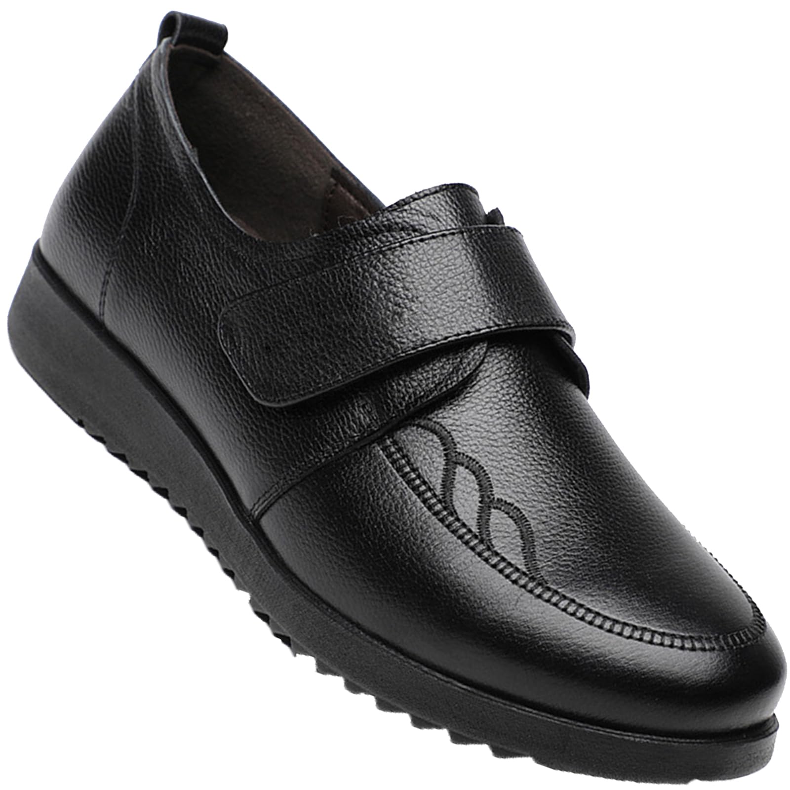 Scarpe Ortopediche Impermeabili in Pelle per Piedi Gonfi e Larghi - Pantofole Comode per Diabetici, Anziani, Uomo e Donna - Nero, 42/260mm