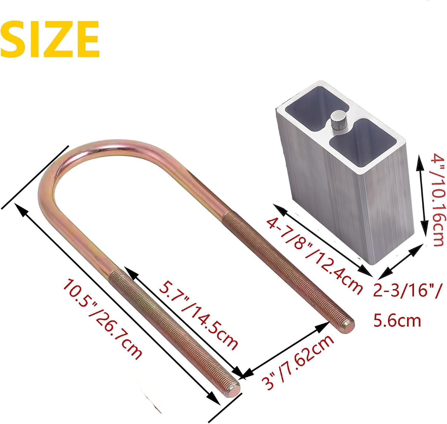 4" Universal Leaf Spring Lowering Block Kit, 4 Inch, 2-1/2" Wide, 5" Long, Zinc-Plated U-Bolts, Premium Steel Construction for Long-Lasting Finish