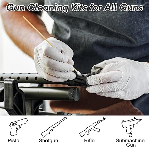 Miniatura 5 de Guyuyii Suministros de limpieza para pistolas  Parches de limpieza de pistola sin pelusa de 2 pulgadas y hisopos de limpieza de pistola de bambú de
