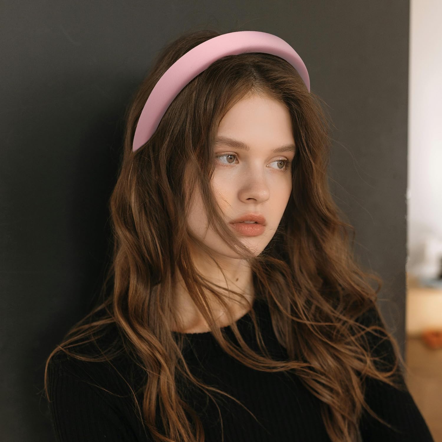 Fashion Headbands for Women Girls Headband Set 7pcs Pearl Headband Floral Hair Bands Padded Headbands for Women Vintage Wide Head band (Caramel) - Image 3